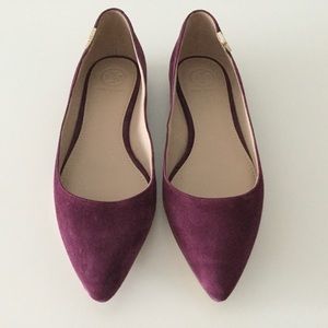 NEW Tory Burch Elizabeth Suede Flat Wine Shoes Sz 6